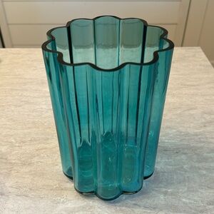 Dansk Wavy Blue Glass Flower Vase Jens Quistgaard